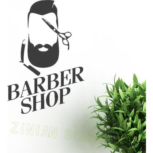 Barber Shop for Man Wall Decal Hair Salon Vinyl Sticker Hipster Art Scissor Decor Removable Window Stickers Poster Modern Z421