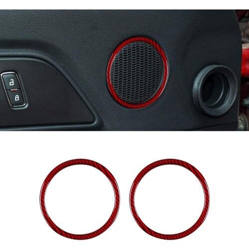Compatible with Interior Carbon Fiber Car Door Speaker Ring Trim Cover Sticker for Ford Mustang 2015 2016 2017 2018 2019 2020