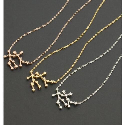 Daisies (10pcs/lot) Gemini Zodiac Necklace Constellation Astrology Sign Necklace for Women Beautiful Star Sign Birthday Gift