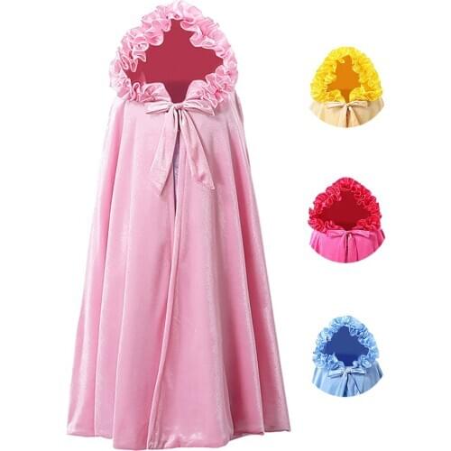 Girls Shawl Autumn Winter Outing Coat Girl princess Dress Belle Aurora Rapunzel Cinderella Christmas Cloak Corduroy Hooded Cape