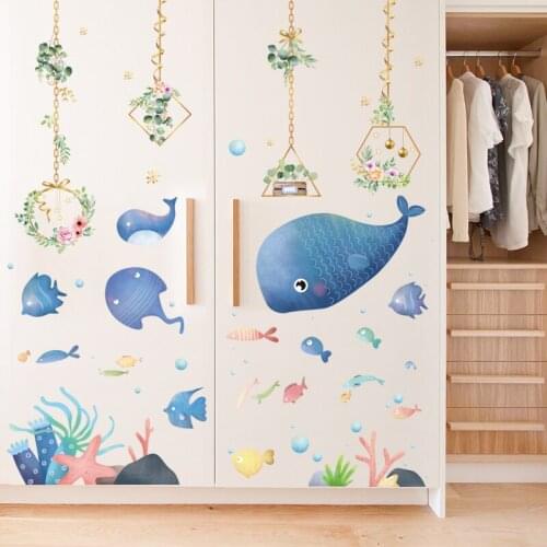 [SHIJUEHEZI] Flowers Plants Wall Stickers DIY Fish Animal Wall Decals for Living Room Kids Bedroom Kitchen Home Decoration
