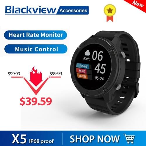 SmartWatch Blackview X5 Heart Rate Sports Clock Sleep Monitor 5ATM IP68 Waterproof 260mAh for Men Women Android IOS Smartphone