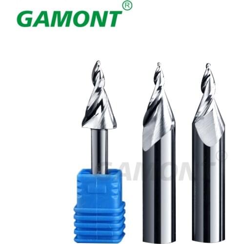 Spiral Taper Milling Cutter Veneer MDF Solid Wood Cutting Engraving Machine Mini Letters Luminous Letters GAMONT 5A Endmills
