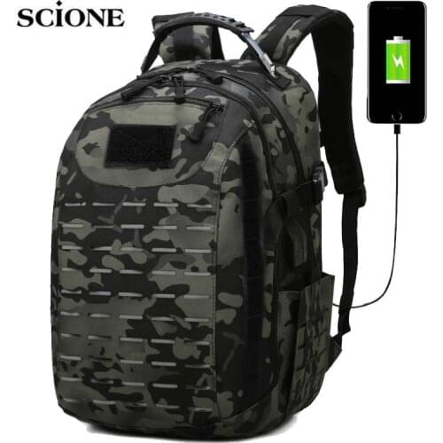 USB Tactical Backpack Camping Military Bag Rucksack Travel Hiking Outdoor Molle Bags 15.6inch Camping School Bag For Men XA987WA
