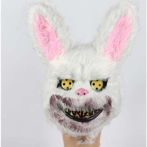 Vibrato with the same bloody rabbit plush mask Halloween ghost festival horror mask cute rabbit performance props