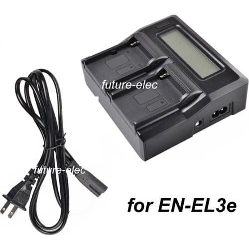 EN-EL3e ENEL3e LCD Twin Double Dual Base Plate USB Channel Digital Battery Charger for Nikon D300 D300s D700 D80 D90 D200 Camera