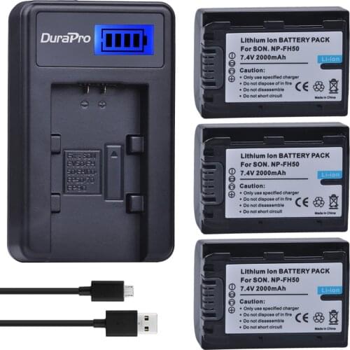 3PC NP-FH50 NPFH50 NP FH50 Batterie + LCD USB Charger For Sony A230 A330 A290 A380 A390 HDR-TG3 TG1E TG5 TG7 DSC-HX1 DSC-HX200