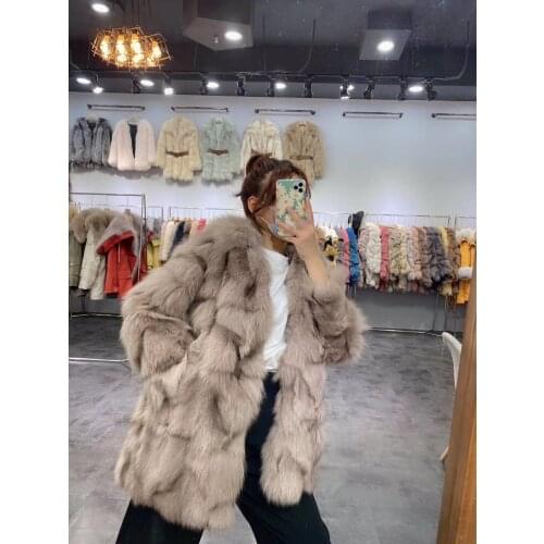 Vogue New Luxury Natural Real Fox Fur Coat Winter Jacket Women Outerwear Streetwear Thick Warm Korea Loose Turn-down Collar