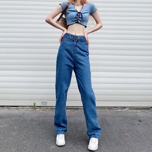 Woman Jeans High Waist Clothes High Waist Wide Leg Denim Blue Streetwear Vintage Quality 2021 Fashion Harajuku Straight Pants