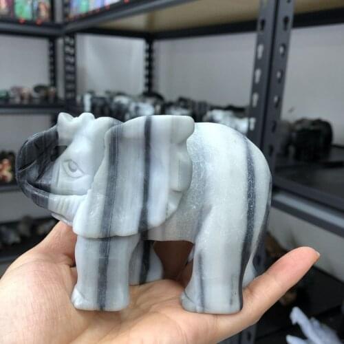1PC Stone Lucky Elephant Fortune Feng Shui Statue Figurine Office Ornament Chakra Healing Stones Statue Decor
