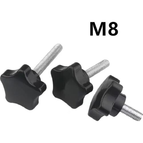 10PCS M8x12/15/20/25/30/60mm Thread Star Shaped Head Thread Clamping Screw Bolt Knob For Industry Equipment Plastic Carbon Steel