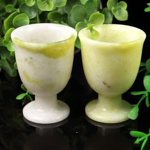 2pcs Natural White green Jade Wine Glass Fashion Chinese Style Cup Hand-carved Crafts Teacup Charm Gifts New W78