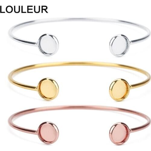 2021 New Fashion 16.6cm Round Stainless Steel Charm Bracelet Bangle For Women Open Cuff Bangles Jewelry Gifts Adjustable