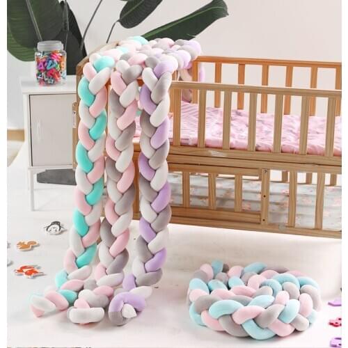 3M Length Knotted Braided Bumper crib bumper Baby Bedding Crib Protector Infant Knot Pillow Room Decor