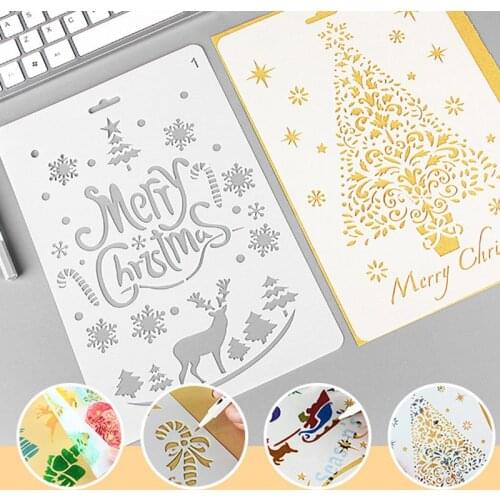 4Pcs Christmas DIY Craft Scrapbooking Diary Stencils Painting Stamps Dies Album Decor Embossing Paper Card Template For Xmas