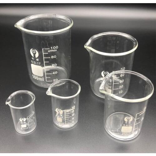 Hot Sale 5ml/10ml/25ml/50ml/100ml Transparent Glass Measuring Cup Beaker Chemistry Lab Glassware School Office Supplies Wholesa
