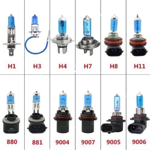 1PC Car Halogen Lamp H1 H3 H4 H7 H8 H11 880 881 9004 9005 9006 9007 Auto Halogen Bulb Fog Lights 12V 6000K Headlights Lamp