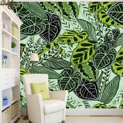 Beibehang Custom wallpaper large mural wall stickers retro tropical rain forest palm banana leaves living room TV wall