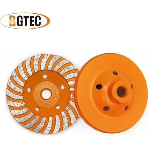 BGTEC 2pcs 4inch M14 flange Diamond Turbo Row Grinding Cup Wheel 100mm Grinding discs for marble, concrete, Masonry ,stone
