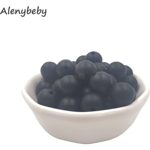 Black Color Food Grade Silicone Round Beads 12/15mm Baby Teething Necklace DIY Pacifier Chain Care Infan Teether Product