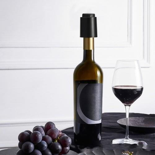 Black ABS Vacuum Wine Bottle Stopper Sealed Storage Vacuum Memory Wine Stopper Push Style Bar Tools Barware Wine Cork