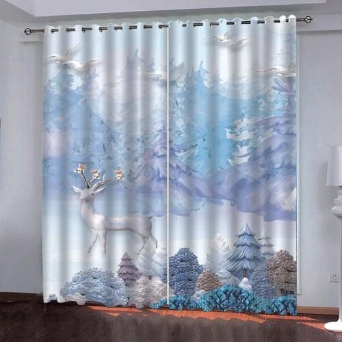 Customized 3d curtains new window balcony thickened windshield blackout curtains blue curtains