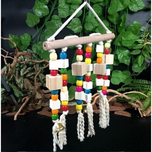 Bird Parrot toys natural wooden bead cotton rope climbing rope climbing rope small &medium-sized parrot toys