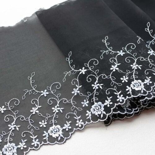15Meters Exquisite Chiffon Mesh Flower Embroidered Lace Fabric Doll Curtain Trim Ribbons DIY Sewing Handmade Materials