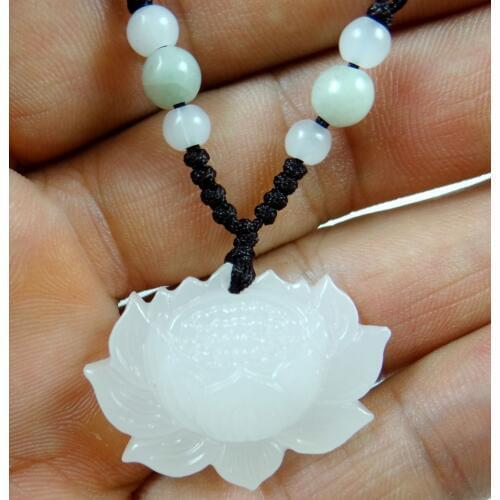 Natural stone Quartz crystal Chinese hand-carved statue of Lotus amulet pendant for diy jewelry making Necklace Accessories S6