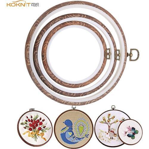 KOKNIT 5 Size Embroidery Hoops Frame Cross Stitch Hoop Ring Imitated Wood Circle Set Display Frame For DIY Cross Stitch Tools