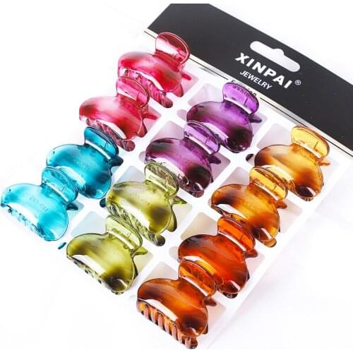 12PCS Tortoiseshell Plastic Small Hair Claw Clips Women Girls Colorful Acrylic Crab Hair Clamps Barrettes Hair Accessories Set