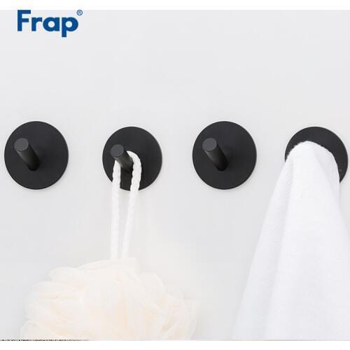 Frap 4Pcs Robe Hooks Black Stainless Steel Towel Hook Robe Hook Wall Hanger Bathroom Accessory Organizer Clothes Rack Y19005-1
