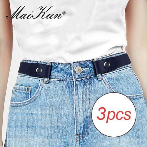 3PCS Combination Sale Maikun Unisex Buckle Free Belt Elastic Canvas Belts for Women Men Waist Belt for Jeans Pants Dresses