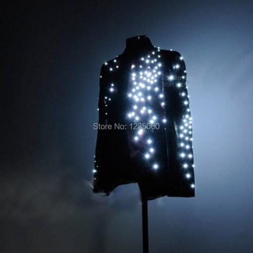 Men LED Costume/Bridegroom LED Clothing Wedding Decorations/Light Costume suits Dance Accessories for Nightculb DJ Stage Show