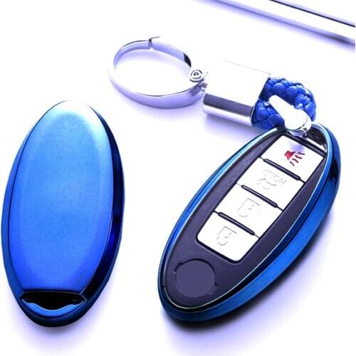 Soft TPU Car Key Cover Case Shell Fob For Nissan Qashqai J10 J11 Juke X-trail T32 Almera Teana Tiida Hand-woven Keychain Keyring