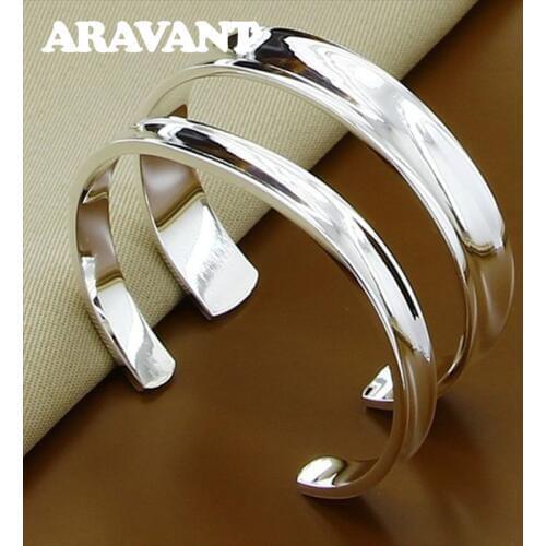 925 Silver Jewelry Sets Vintage Open Cuff Bracelets Bangles For Women Jewelry Valentines Gift