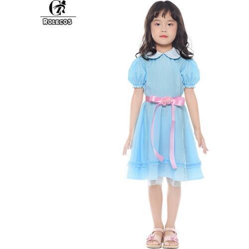 ROLECOS 2018 New Fashion Kid Dress Color Blue Chiffon Style Summer Sweet Style Short Sleeve Dress Kid Casual Dresses
