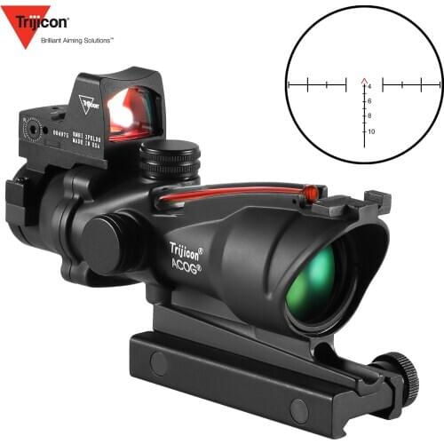 ACOG 4X32 Scope Fiber Source AR-15 Fiber Red Green Illumination Scope Black Tactical Rifle Mirror