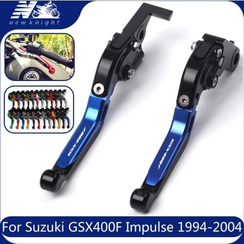 With Logo 20 Colors For Suzuki GSX400F Impulse 1994-2004 Motorcycle Aluminum Adjustable Foldable Brake Clutch Lever Accessories