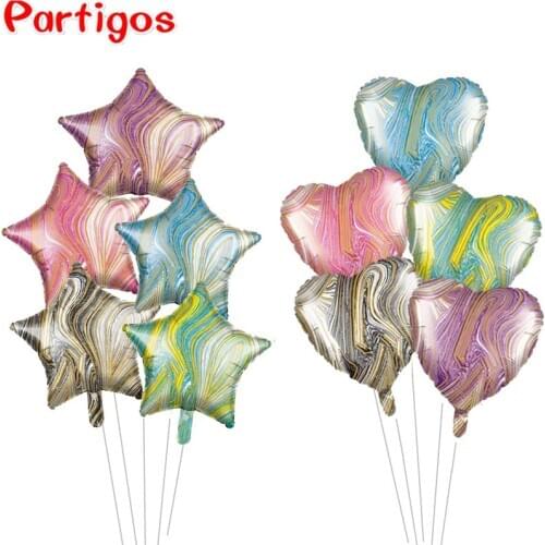 5pcs 18inch Agate Star Heart Round Foil Helium Balloons Birthday Party Wedding Decoration Aluminum Balloons Kids Toys Air Globos