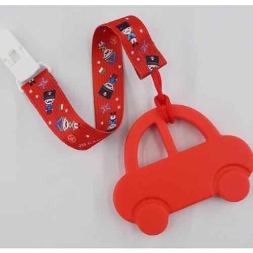 Silicone Teether + pacifier chain Toys Baby Care Mini Car Teether Help Teething Growth Toy Cartoon Car Shape Baby Teethers