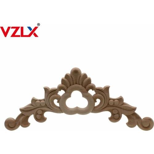 VZLX NEW Rubber Floral Wood Carved Decal Corner Appliques Frame Wall Doors Furniture Woodcarving Decorative Figurines Crafts