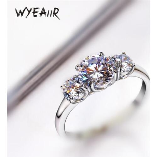 WYEAIIR Temperament Zircon Exquisite Ball Accessories Sweet Cute 925 Sterling Silver Female Resizable Opening Rings