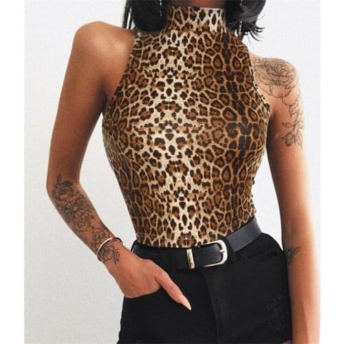 Leopard Print Blouse Fashion Sleeveless Blouse Womens Blouses And Tops Ladies Halter Tops Women Blouses Sexy Female Tops Shirts