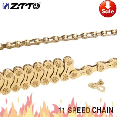 ZTTO Bicycle 11 Speed Golden Coating Chain 11v Hollow Technology 11s Gold Line MTB Mountain Road Bike High Quality Durable Link