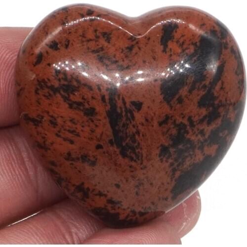 1.5" Puffy Love Heart Assorted Natural Red Mahogany Obsidian Crystal Hand Carving Reiki Healing Energy Chakra Gift