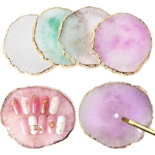 1Pcs Nail Color Resin Stone Palette False Nail Tips Drawing Nail Art Gel Polish Mixing Practice Showing Board Tool