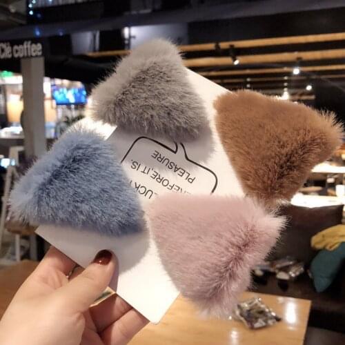 1 piece Plush BB Hairpin Girls Triangle Hair Ties Women Fashion Candy Colors Barrettes Hair Accessories