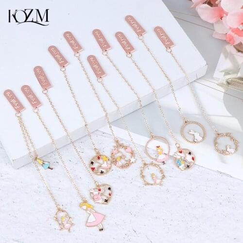 1PC Creative Gifts Stationery Cute Rabbit Bookmarks Kawaii Pendant Book Markers Metal Bookmarks For Books School Office Supplies