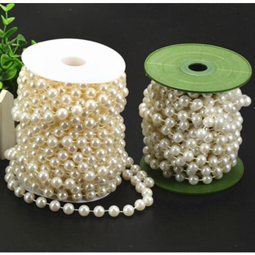 10mm Cotton Line Artificial Pearl Beads Chain Wedding Party Christmas Decoration DIY Crafts Birthday Party Decor Accessories